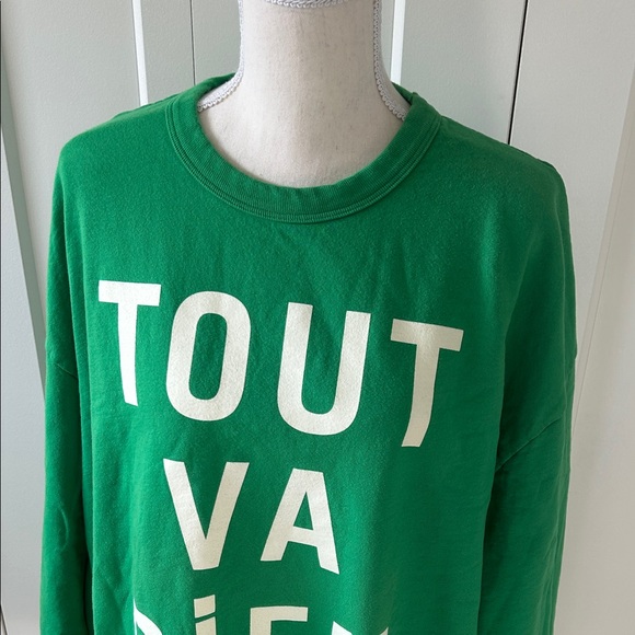 Clare V Tout Va Bien Green Sweatshirt 2XL - Picture 2 of 9